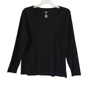St. John's Bay XL Black Crew Neck Long Sleeve Top